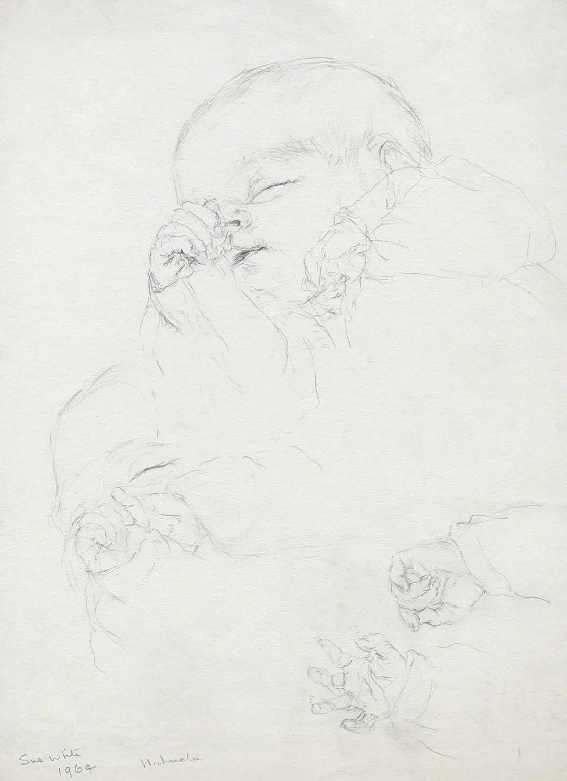 Baby Michaela, heads and hands, few weeks old by Susan Dorothea White