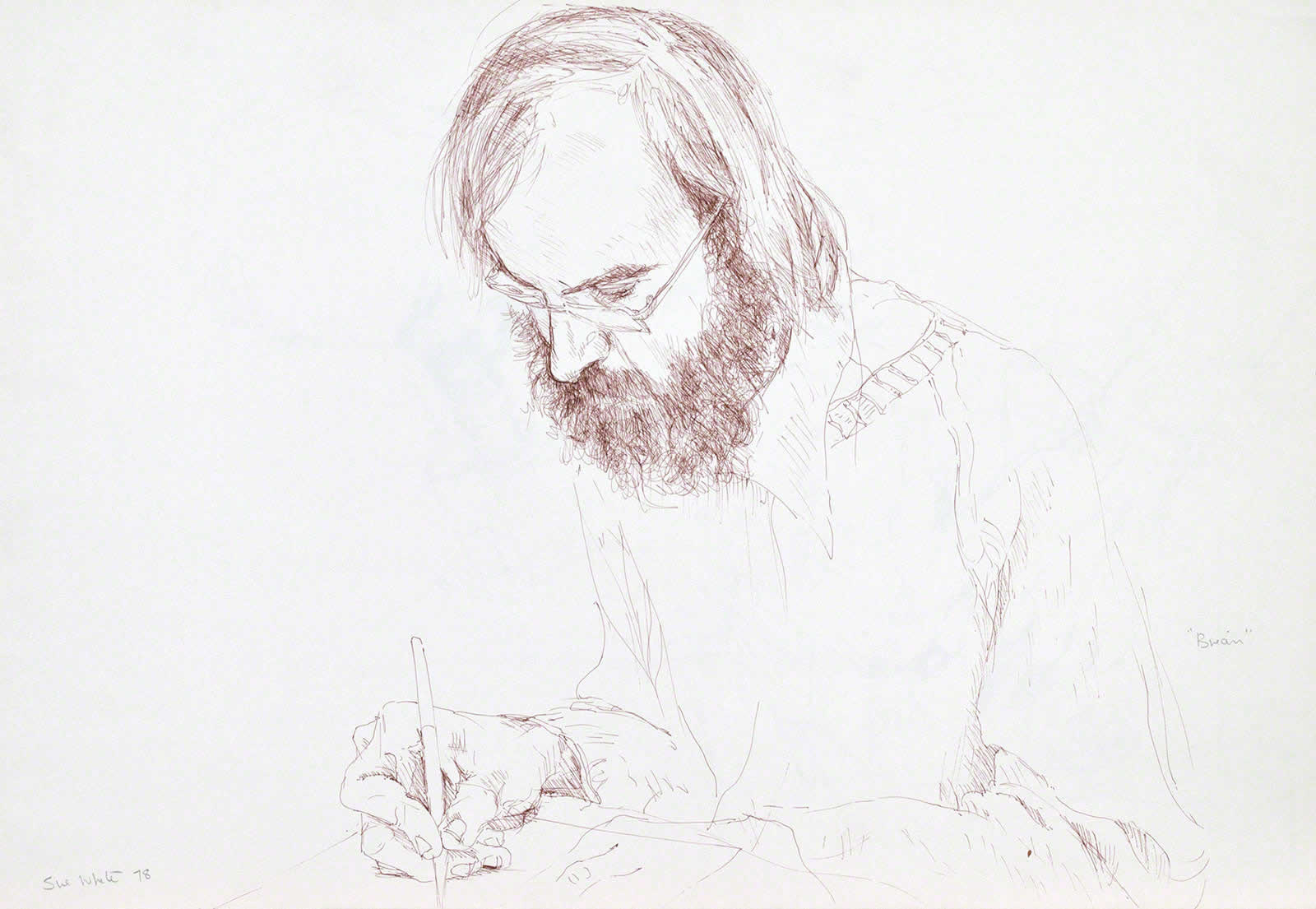 Brian Writing - study for portrait 'Dr Brian Freeman' by Susan Dorothea White