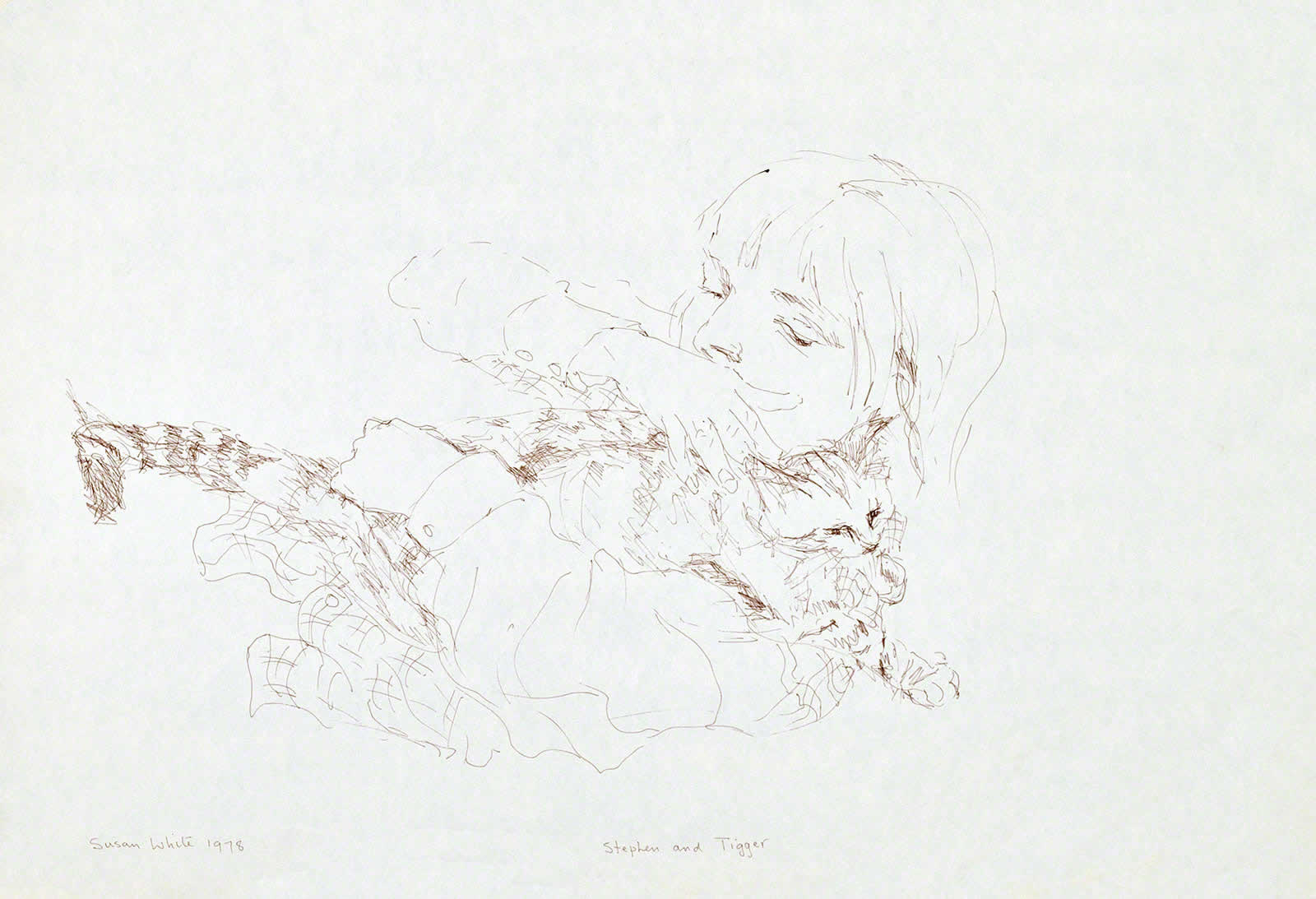 Stephen and Tigger - study for etching by Susan Dorothea White