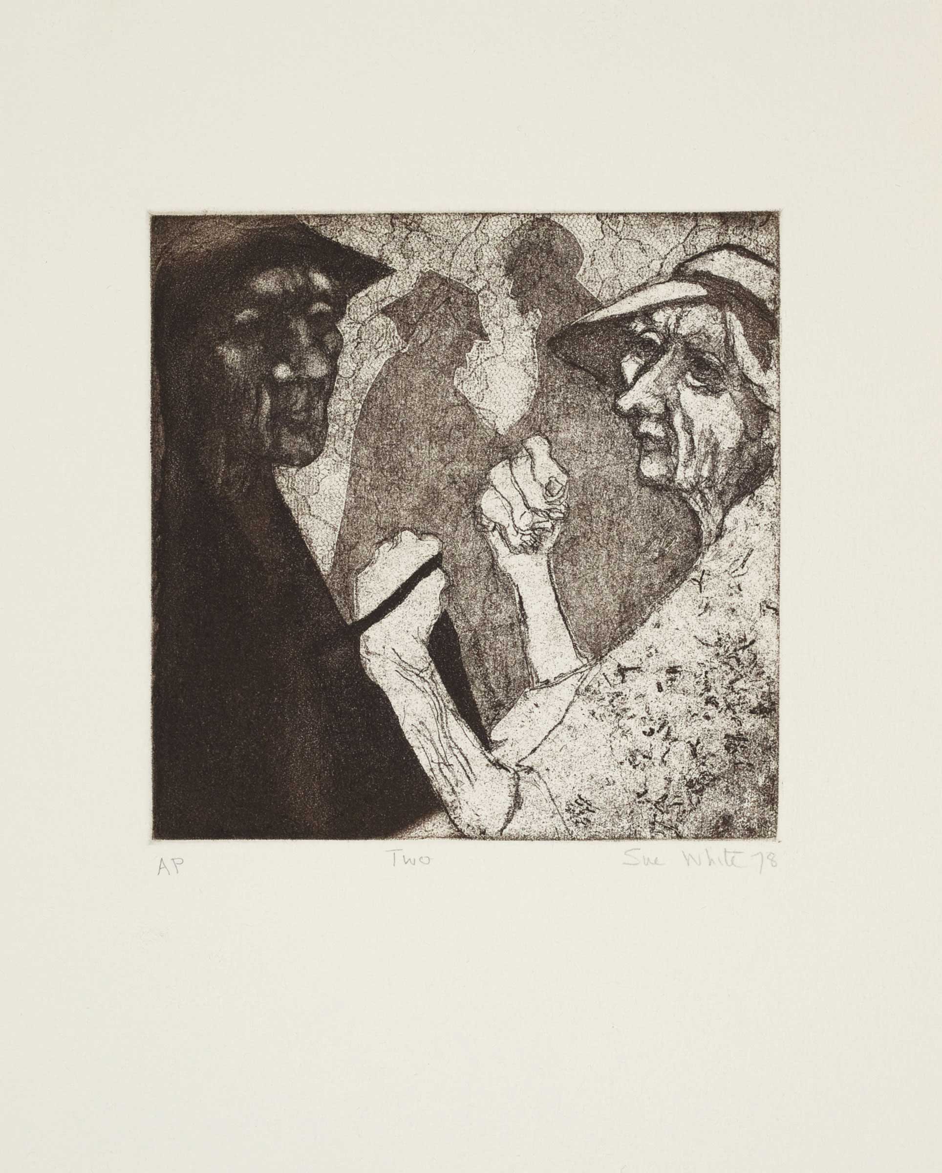 Two (etching, van Dyke brown) by © Susan D White